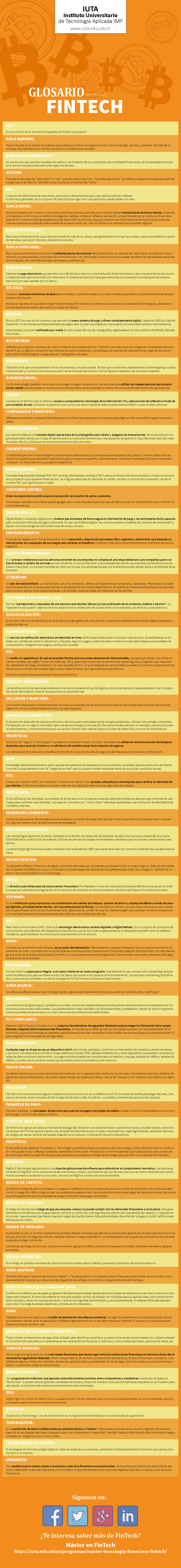 Infografía - Glosario Fintech : IUTA - UAH